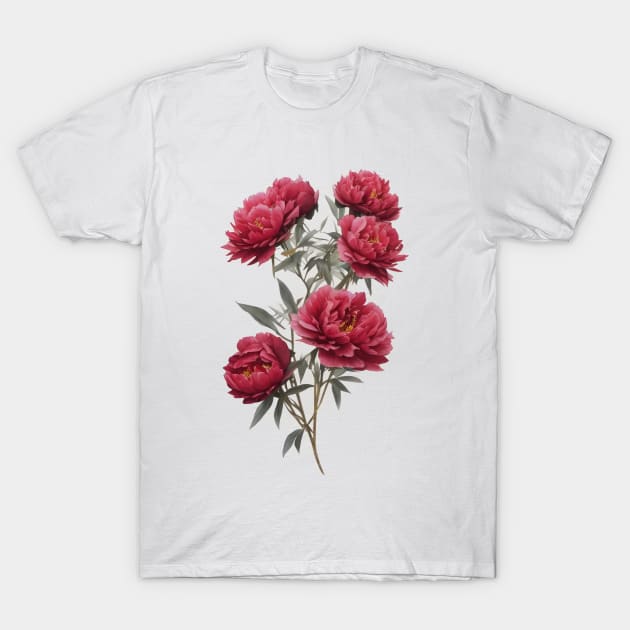 Pink peony flowers T-Shirt by craftydesigns